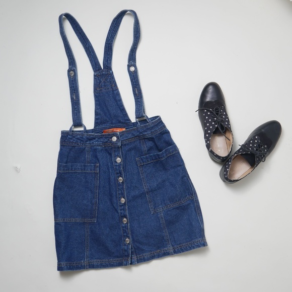 Dresses & Skirts - Jean Front Buttoned Suspender Skirt